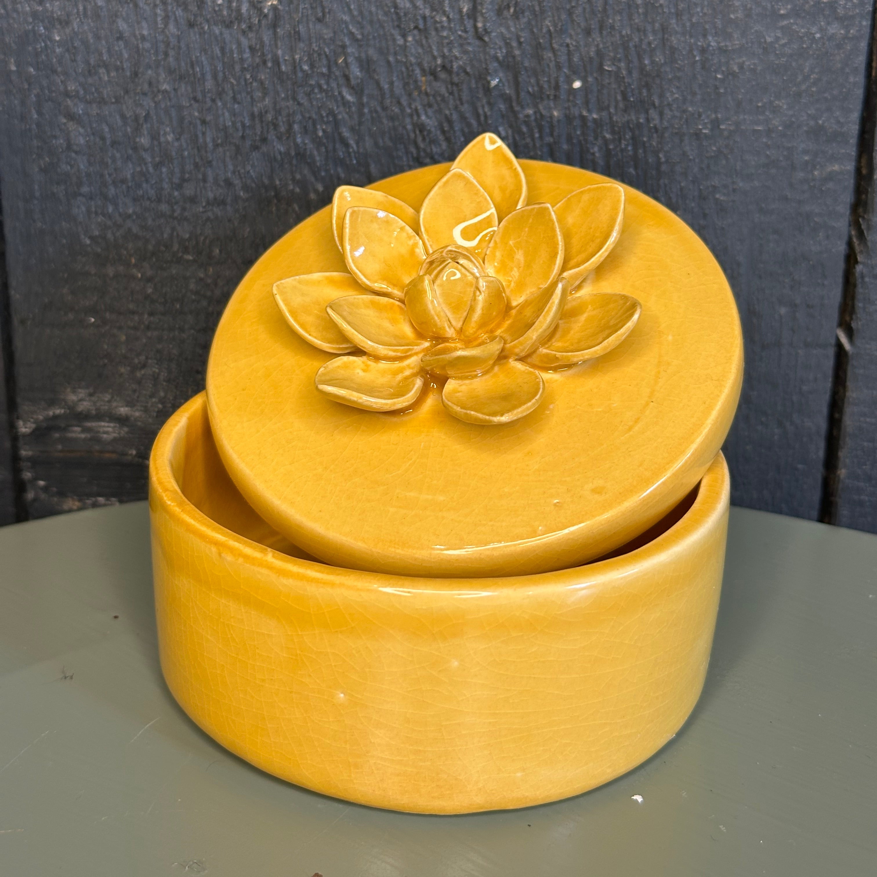 Ceramic Lily Trinket Box