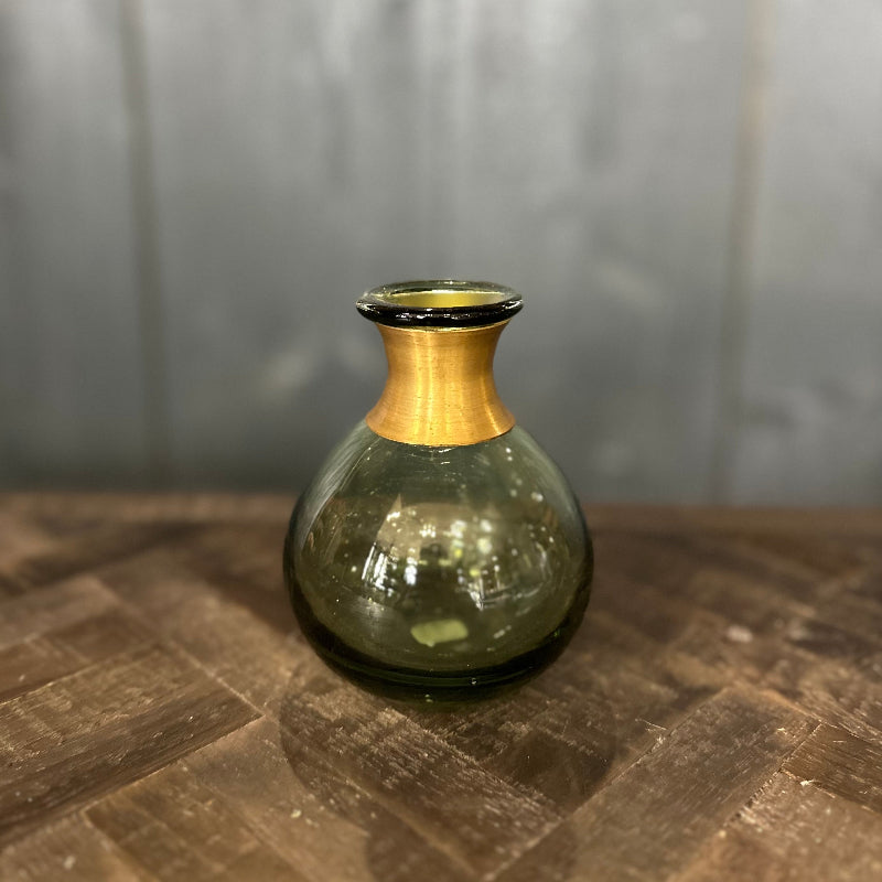 Mini Green Vase With Gold Collar