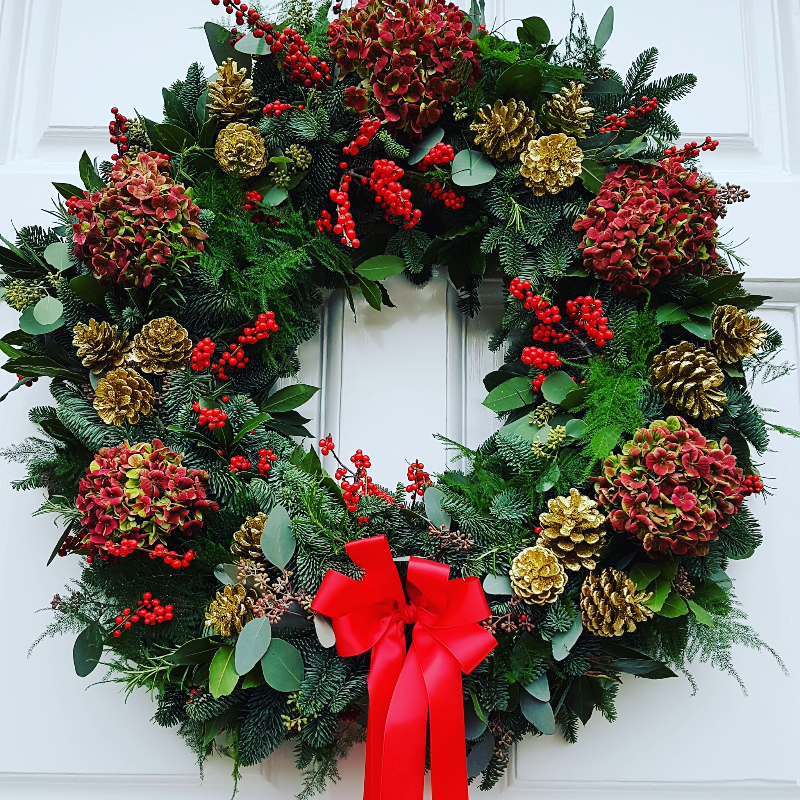 Christmas Wreath Red Hydrangea