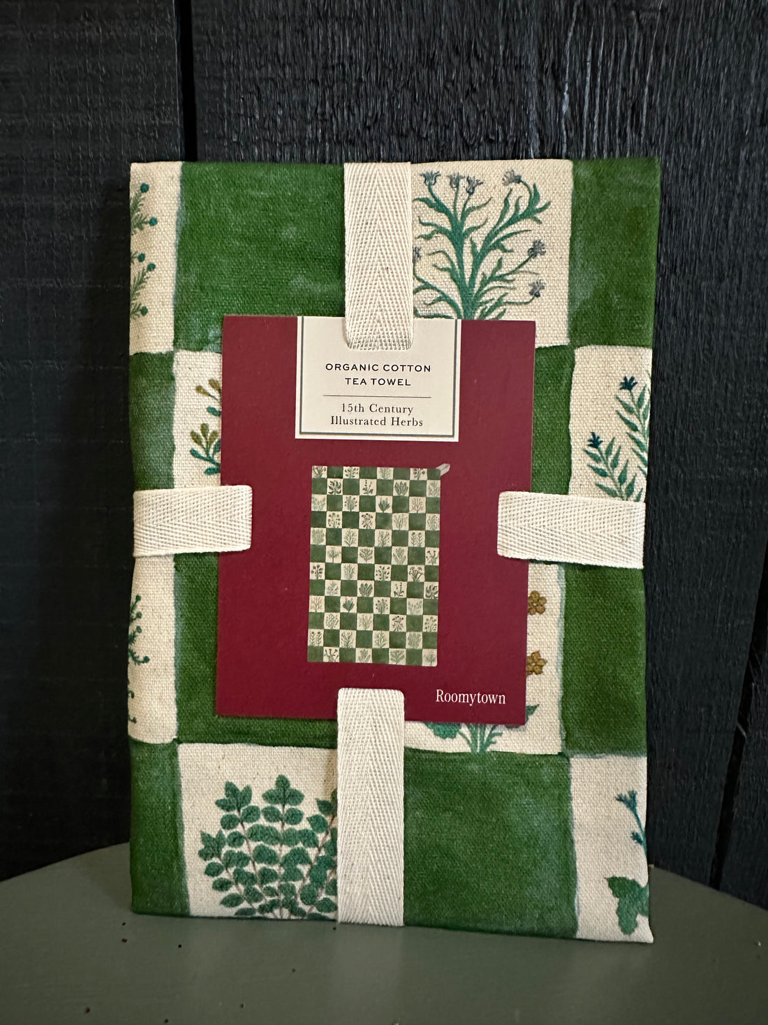 Organic Cotton Illustrated Herbs Tea Towel