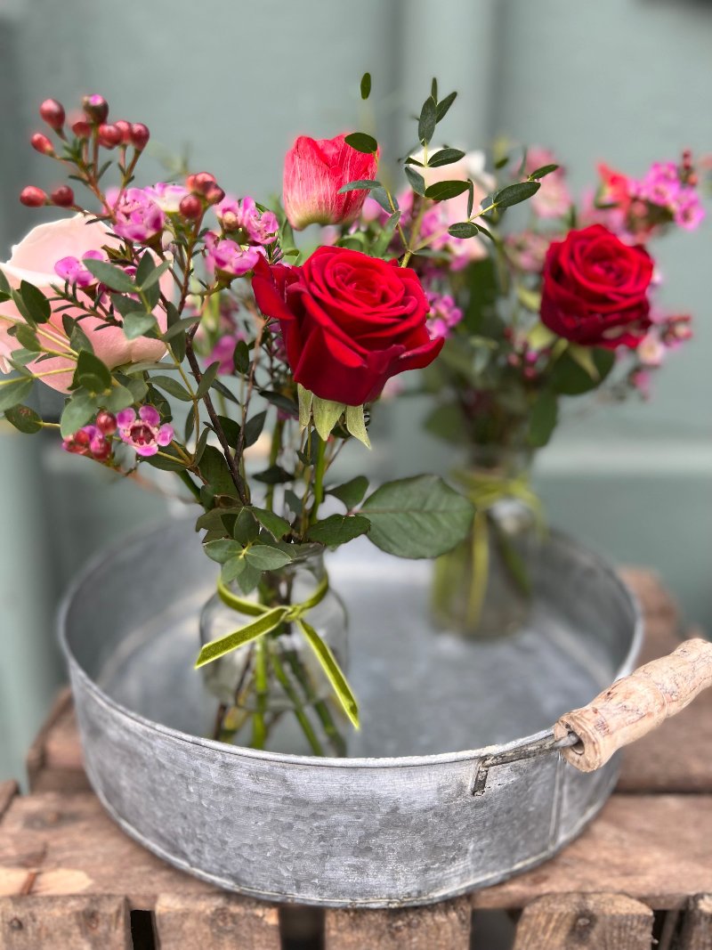 Garden Posy Jar Red Pink
