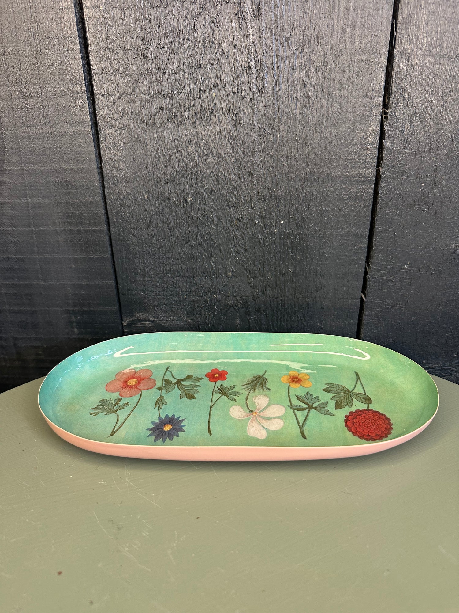 Festival of Flowers Oval Enamel Tray