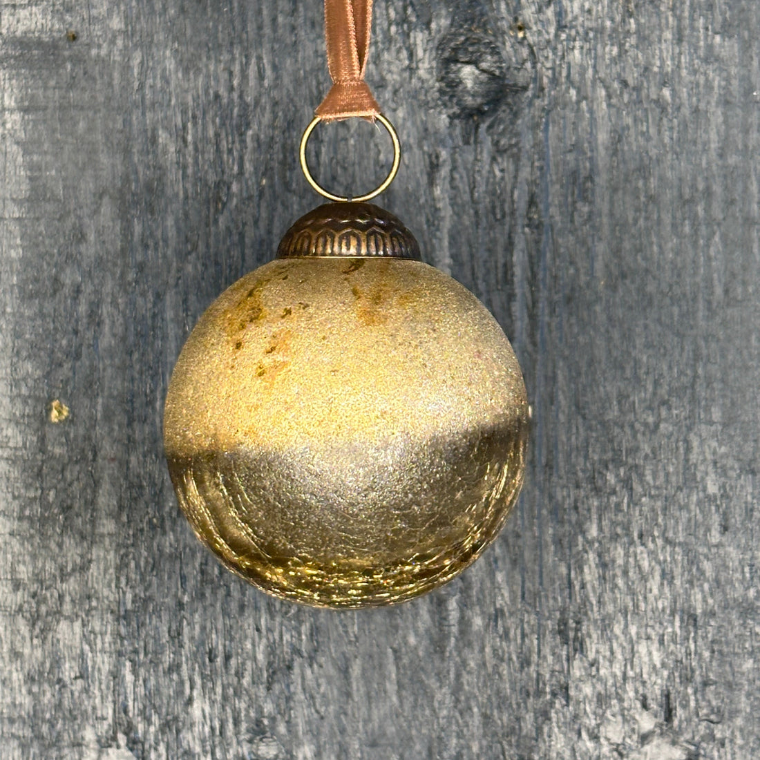 Frosted Crackle Gold Bauble
