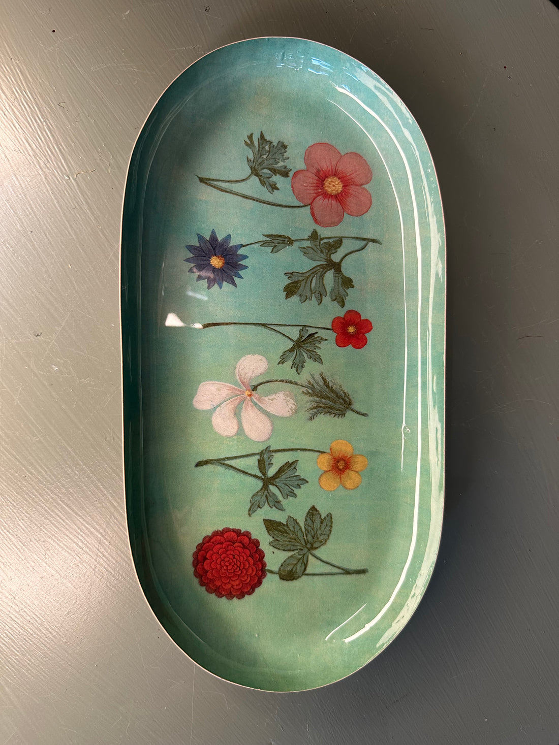 Festival of Flowers Oval Enamel Tray