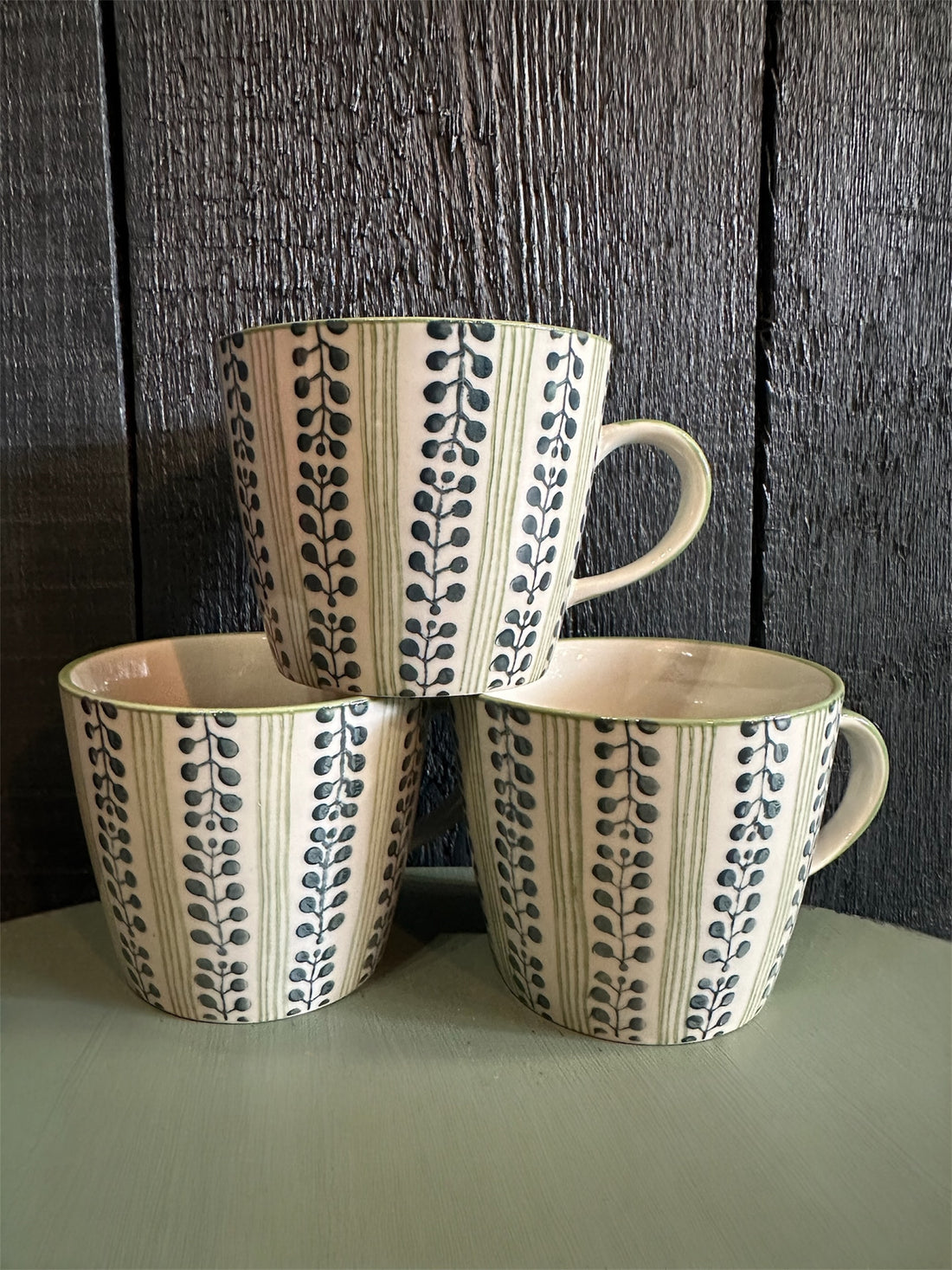 Green Stripe Berry Mug