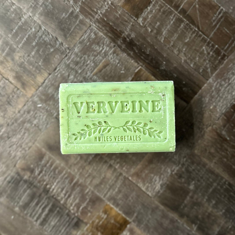 Green bar of soap with &