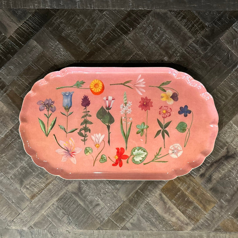 Scallop Edge Enamel Tray - Festival of Flowers