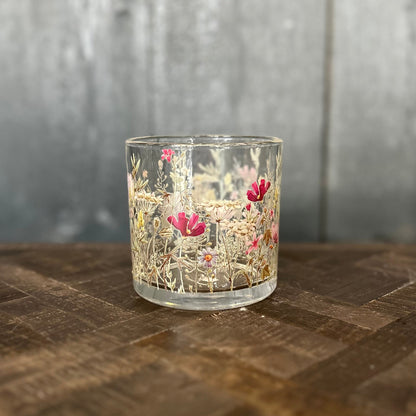 Glass Floral Candle Holder