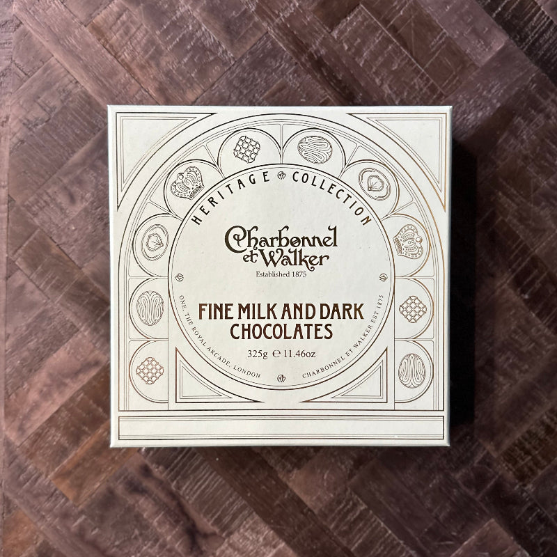 Charbonnel et Walker chocolate box on a wooden surface