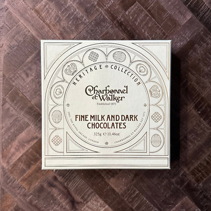 Charbonnel et Walker chocolate box on a wooden surface