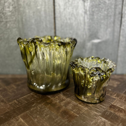 Green Glass Candle Holder